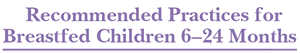 Recommended Practices for Breastfed Children 6-24 Months