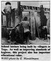 School latrines being built by villagers in Togo. 
