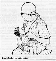 Breastfeeding an older child.