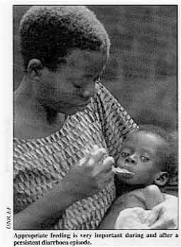 Appropriate feeding is very important during and after a persistent diarrhoea episode. 