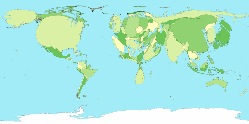 Greenhouse gas emissions map of the world